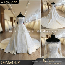 guangzhou china factory wholesales wedding dress Off Shoulder Bud silk satin wedding dress